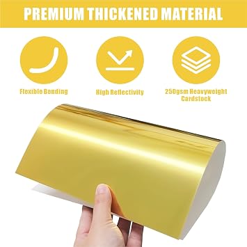 60 Sheets Metallic Gold Cardstock Paper, A4 Size Mirror Paper Thick 250gsm