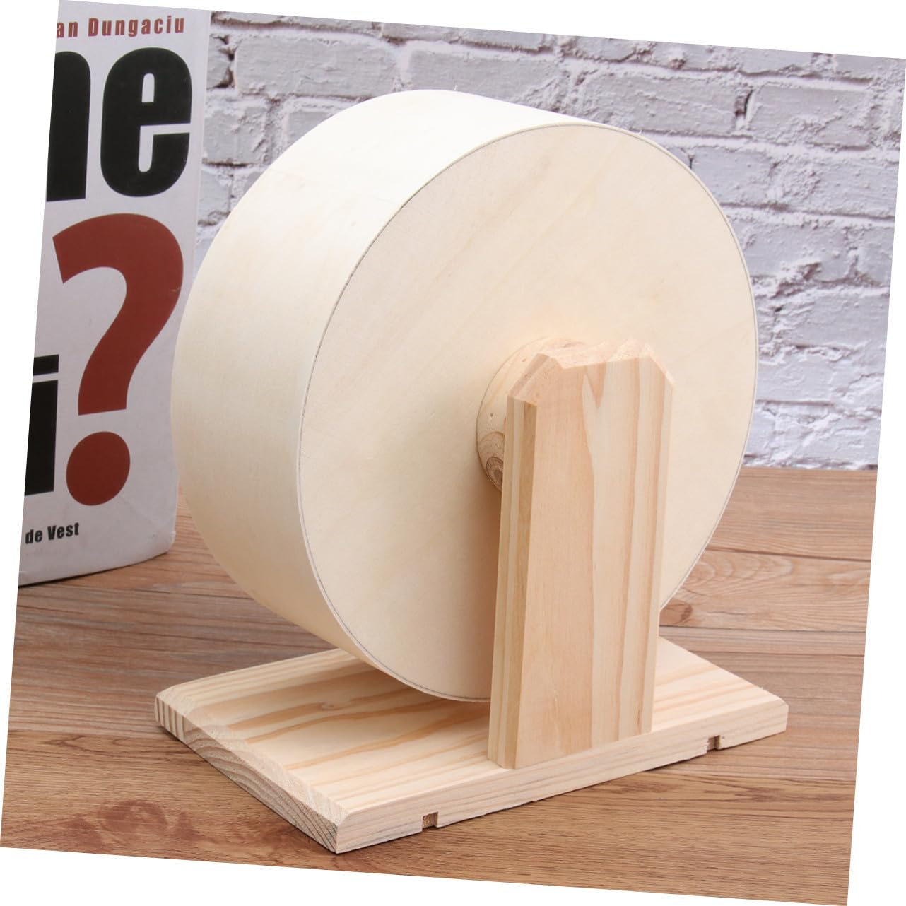 Rueda de Madera sólida Ejercicio Rueda de roedores no Silenciar desct Erizo para Hamsters platillo pequeño Juguete para Mascotas Bambú Beige