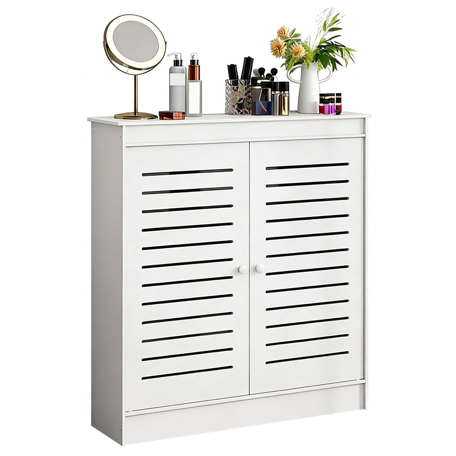Cubre Radiadores Blancos con 2 Puertas Cubre Radiador Pequeño Cubreradiadores Modernos para el Cuarto de Baño, la Sala de Estar, Armario Decorativo para Calefacción(100x20x80cm)