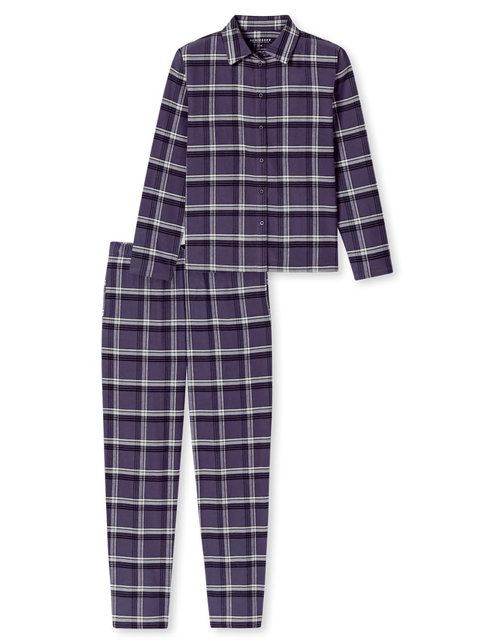 Schiesser Damen Schlafanzug Lang Webflanell - Selected Premium Warming Set di Pigiama Donna