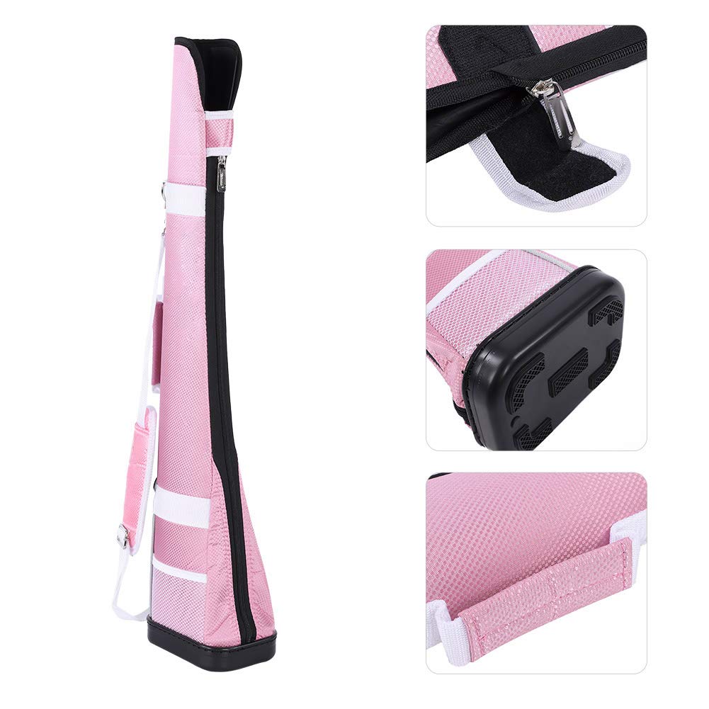 Kavolet Bolsa de almacenamiento portátil de nailon con parte inferior resistente al desgaste para 1-3 clubes, bolsillo con cremallera y correa, ideal para práctica y entrenamiento con diseño
