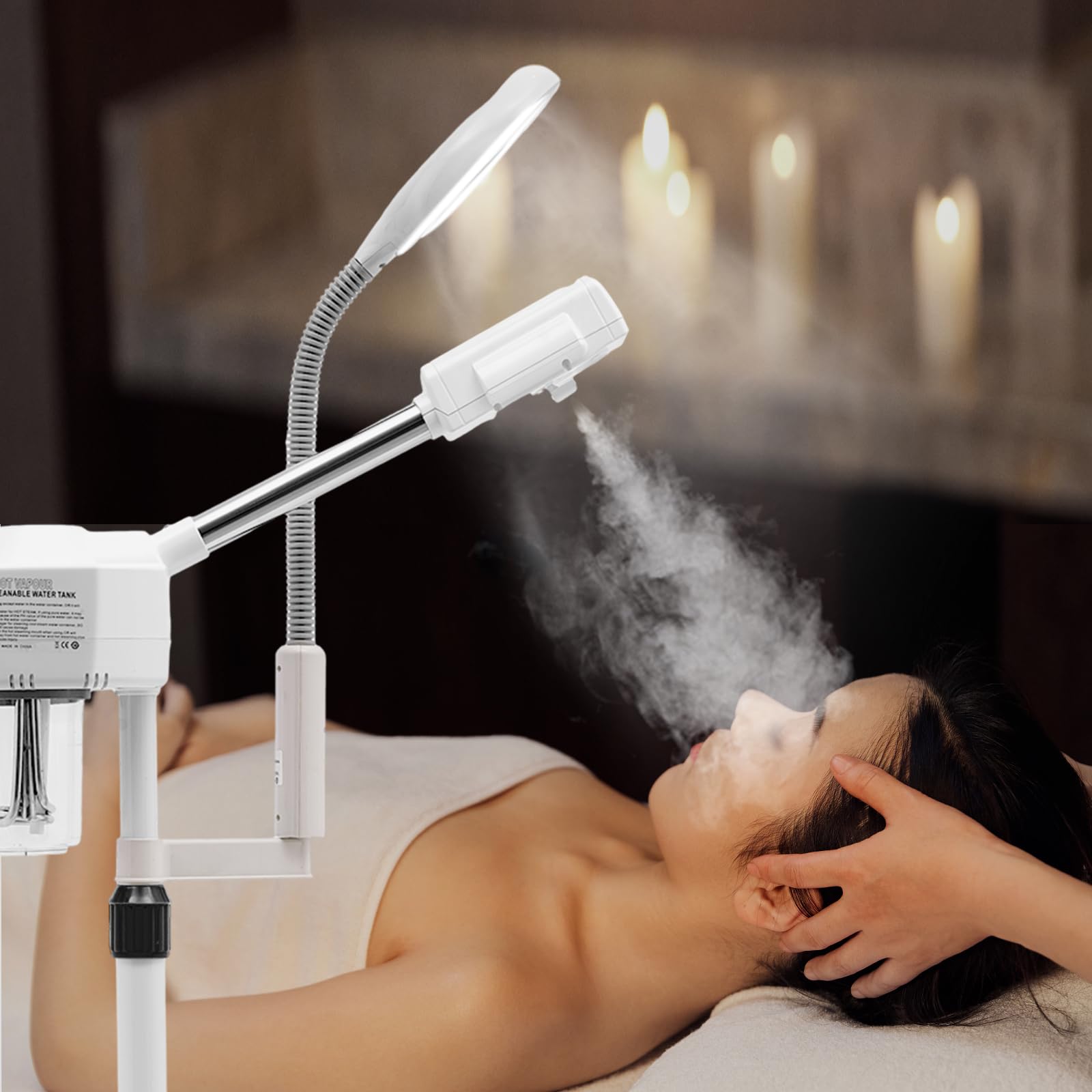 2 w 1 sauna do twarzy Combigert Vapozon parownik ozon lampa z lupą 3X-5X 750 W do nawilżania i pielęgnacji skóry do salonu Spa