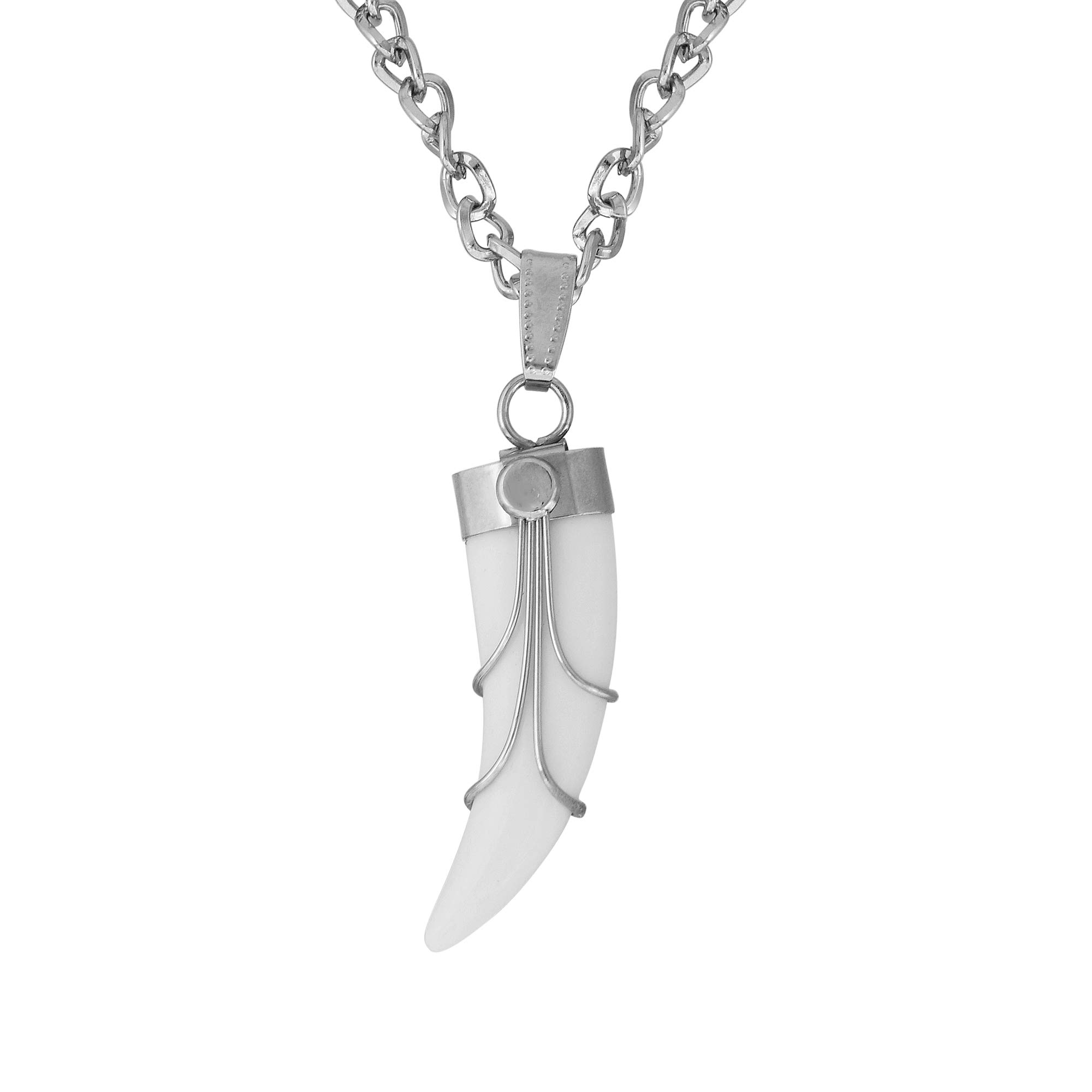 Morir White Imitation Ivory Faux Elephant Horn Tooth Design Fashion Dangle Pendant Necklace Jewelry Accessories for Men and Women (B07XX26NY4) Amazon Price History, Amazon Price Tracker