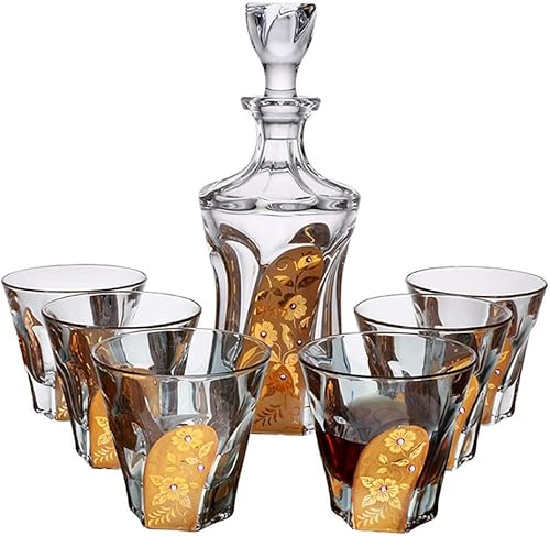 Miniatura 3 de ZLXDP - Juego de vino de cristal creativo juego de copas de vino tinto europeo pintado de oro juego de vasos de whisky