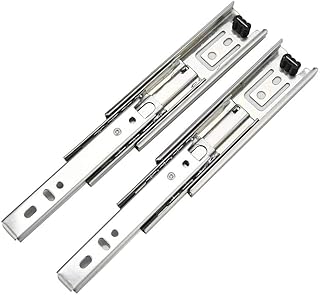 2pcs 5in Metal Drawer Slides 3 Section Ball Bearing Telescopic Drawer Slides Side Mount Full Extension Runners Slider Guide Rail for Cabinets Closets Cupboard