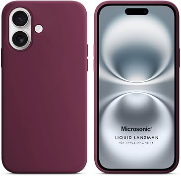 Microsonic Apple iPhone 16 K l f Liquid Lansman Silikon Bordo [iPhone 16 ile Uyumlu K l f - Bordo]