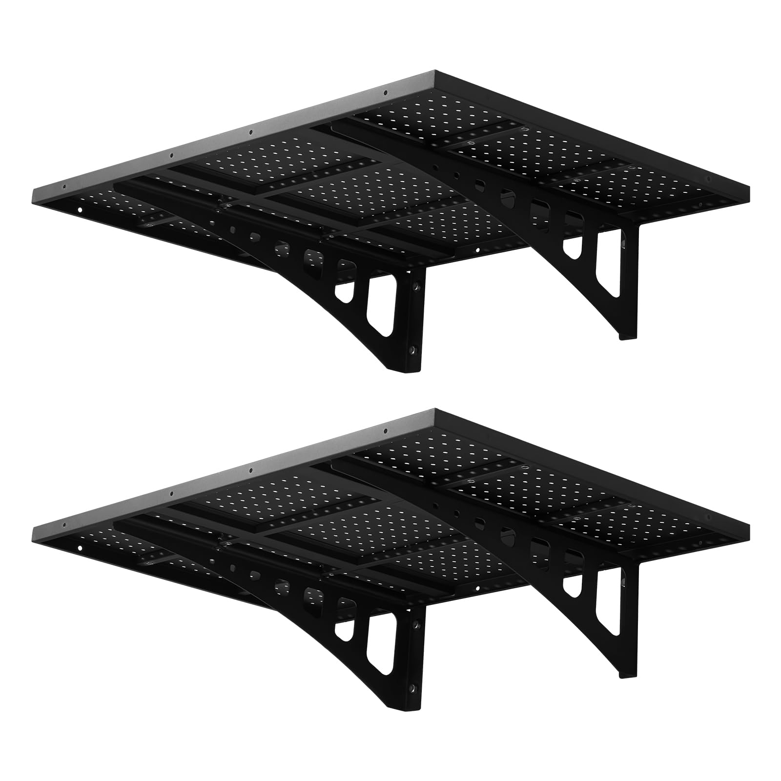 VEVOR Wytrzymałe regały ścienne garażowe, 2 sztuki, stalowy regał naścienny, 61 x 80 cm na półkę, pływający metalowy stojak do garażu o całkowitej nośności 254 kg