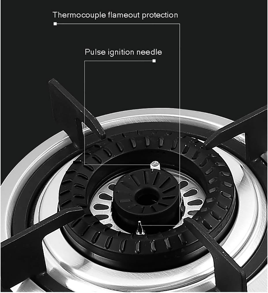 Burner Gas Cooker Stove 5 2Kw Five Ring Black Tempered Glass Cooktop With Flame Failure(LPG)