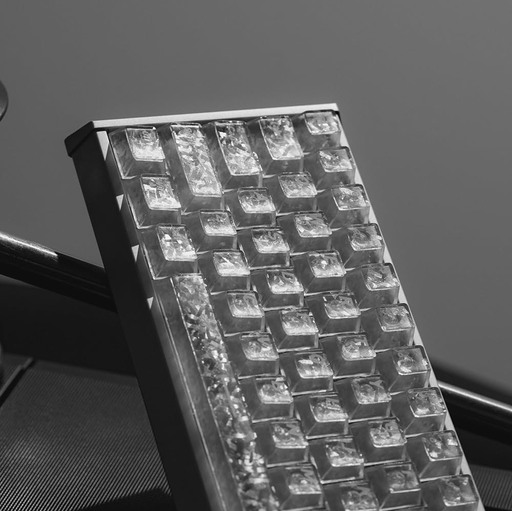 132 Touches Keycaps Rétroéclairés Ice Carbon, Profil OEM PC Translucide Noir Texture Carbone Forgé(White)