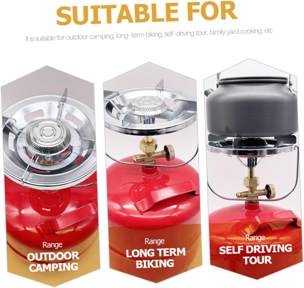 Portable Camping Gas Burner Stove Outdoor Cooking Stove with Base Copper Zinc Alloy Burner for Hiking Biking Use