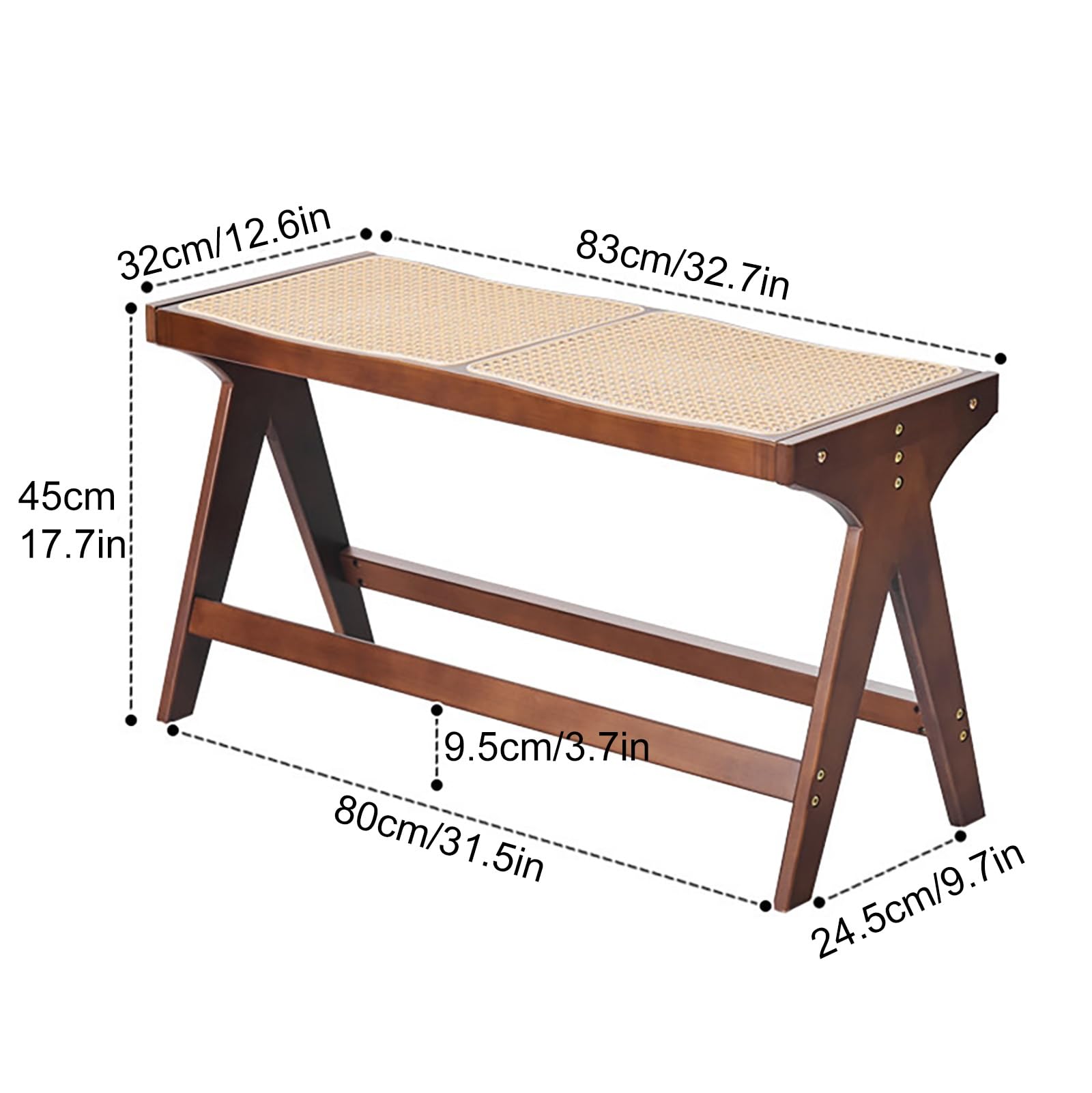 Banc Paris Bois de Massif, siège d’appoint Confortable 2 Place, Assise d’entrée avec rangement, Tabouret de salle à manger élégant pour les salons et les couloirs(83*32*45cm/32.7*12.6*17.7in)
