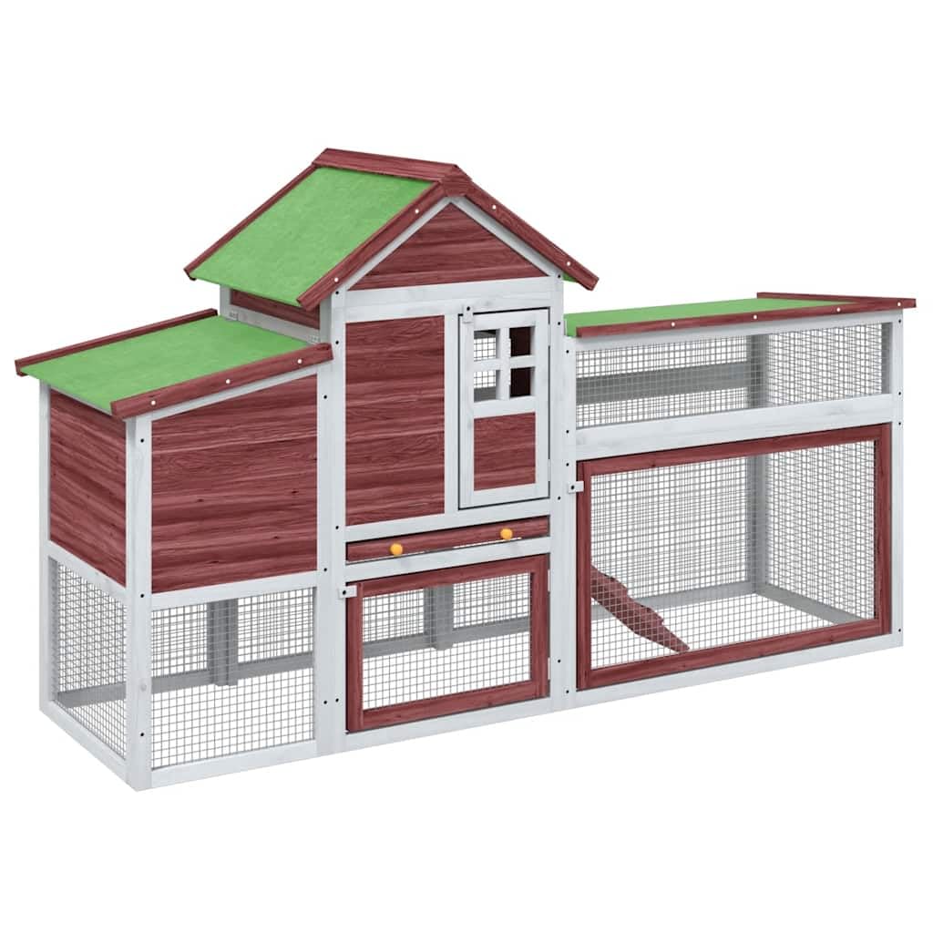 vidaXL Gallinero Madera Maciza de Pino Color Moca 186,5x58,5x113 cm, Corral de gallinas, nidal, gallinero Grande, Jaula de gallinas