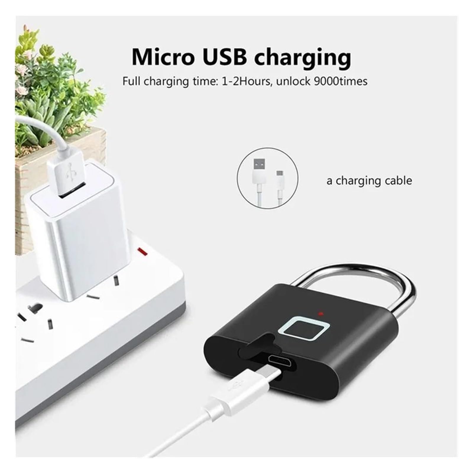 Cadenas intelligent à empreintes digitales, chargement USB sans clé