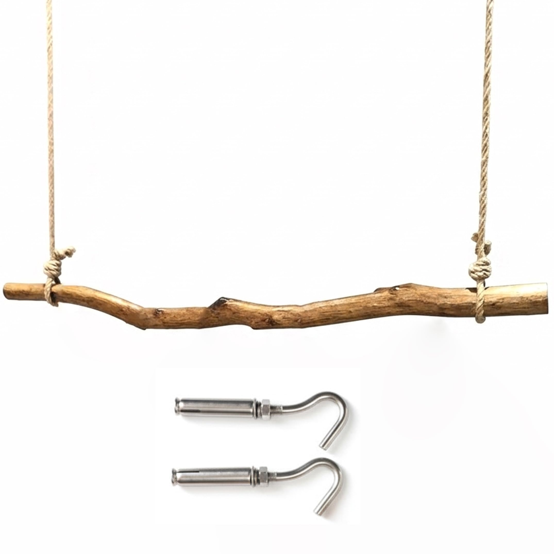 Portant à vêtements design minimaliste en branche de bois noble suspendue