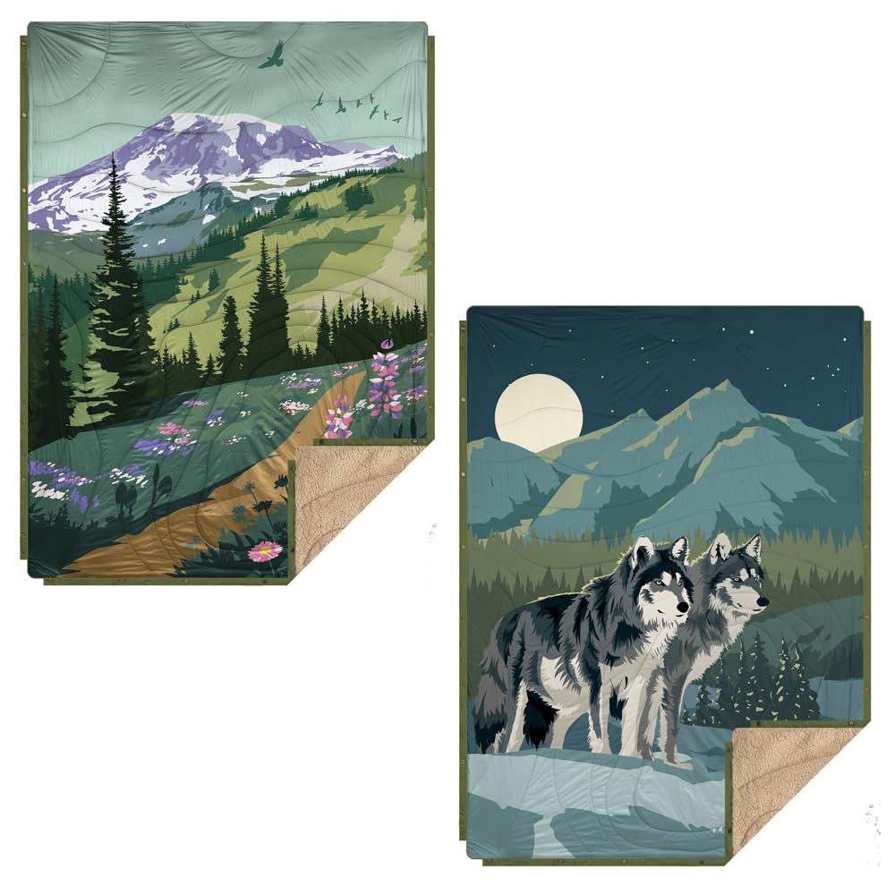 Campingdecke Outdoor I Reisedecke Ultraleicht Verstaubar I Camping Thermodecke Wasserabweisend Für Wandern, Reisen, Hängematte,Van, Flugzeug Decke I Thermal Sherpa & Ripstop,200x145cm