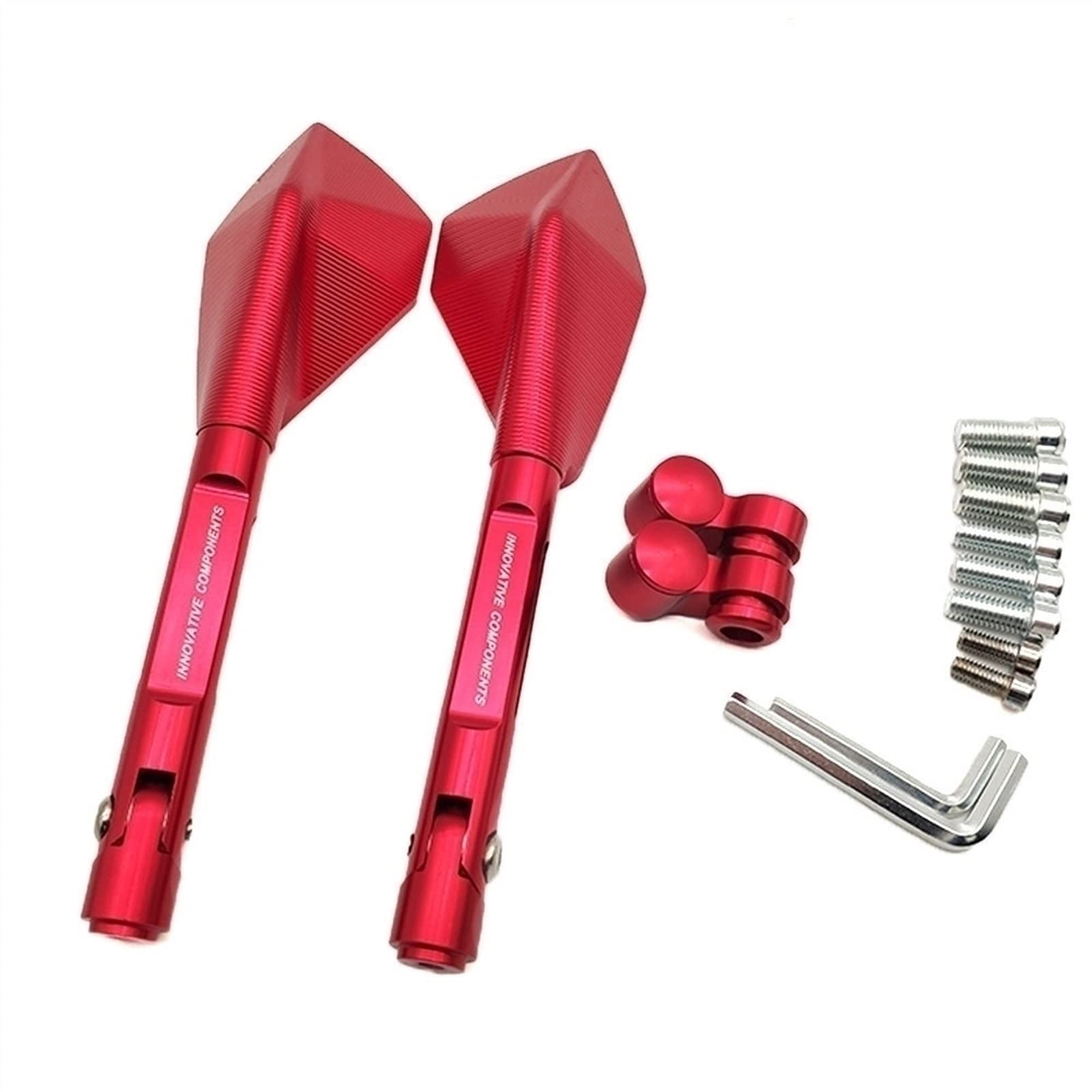 Rétroviseur Rétroviseur De Moto CNC Aluminium Guidon De Moto Rétroviseurs Bleu pour Kawasaki Kx 85 125 250 250f 450f KLX125 KLX250 (Color : Rot)