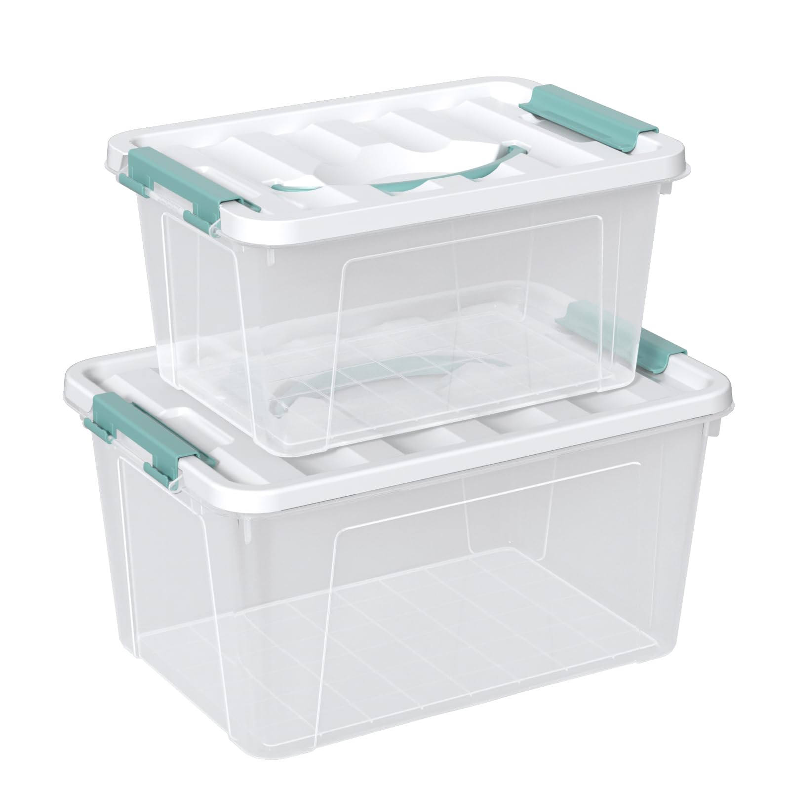 Annkky 7 Liter & 14 Liter Storage Box, 2-pack Clear Containers with Handles