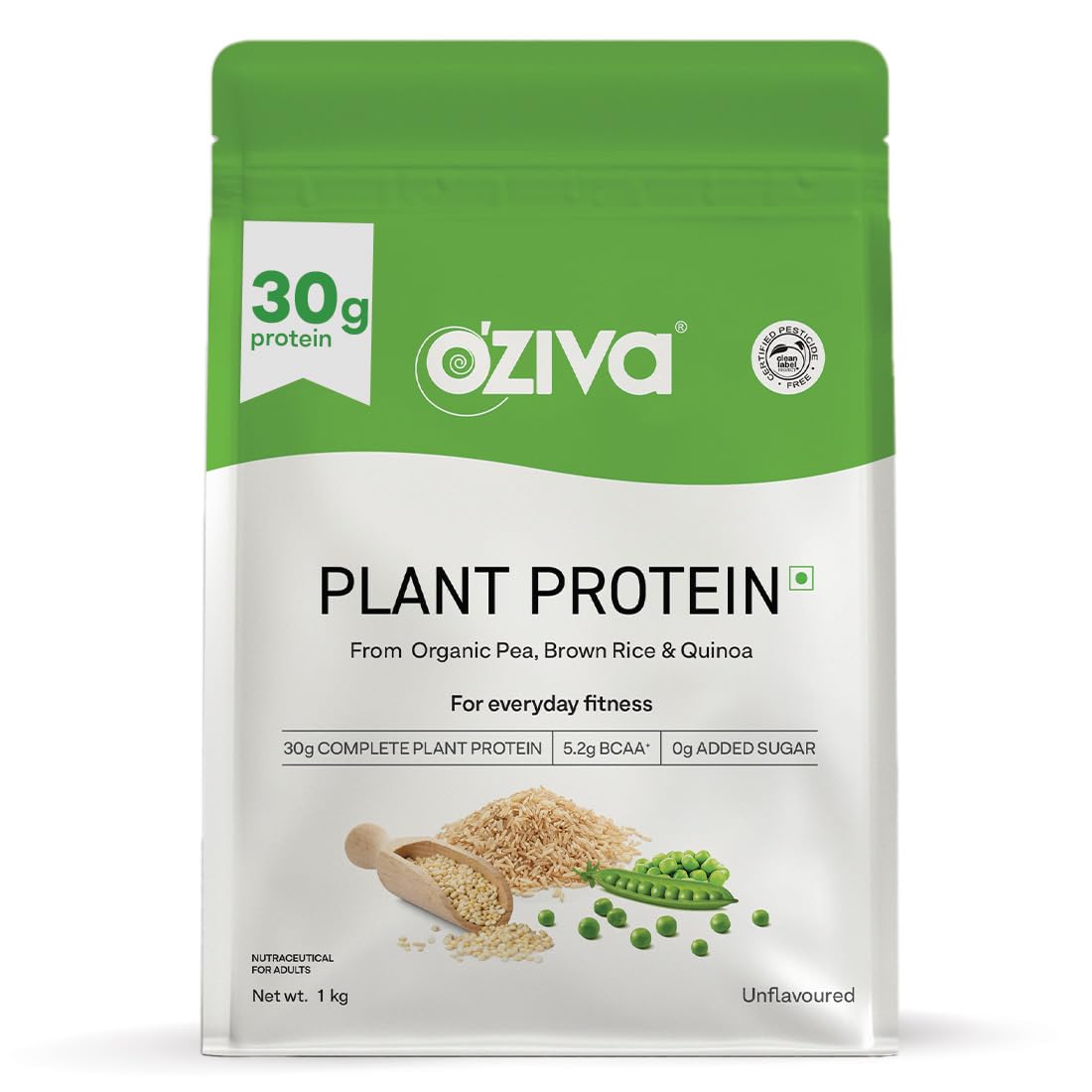 Sponsored Ad - Plant Protein for Everyday Fitness | 30g Protein - Pea Isolate | Complete Plant Protein Powder | No Added Sugar, Certified Clean & Vegan (Unflavoured, 1kg)