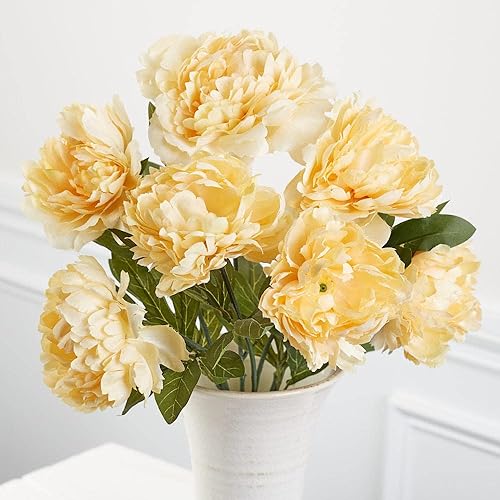 Factory Direct Craft Ramo de peonía artificial de Bartzella amarillo de seda artificial paquete de flores de peonía para primavera vacaciones de