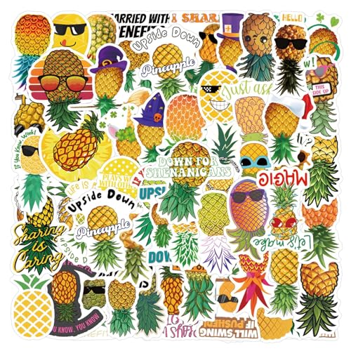 55Pcs Cartoon Fruit Ananas Stickers Funny Meme Upside Down Pineapple Waterproof Vinyl...