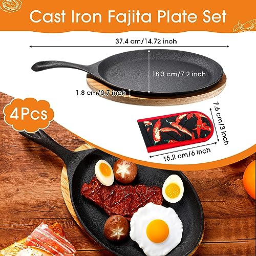 Lallisa YIU-LALLISA-2660 4 Sets Cast Iron Fajita Plate Set Fajita Plate Sizzler Pan thumb #1