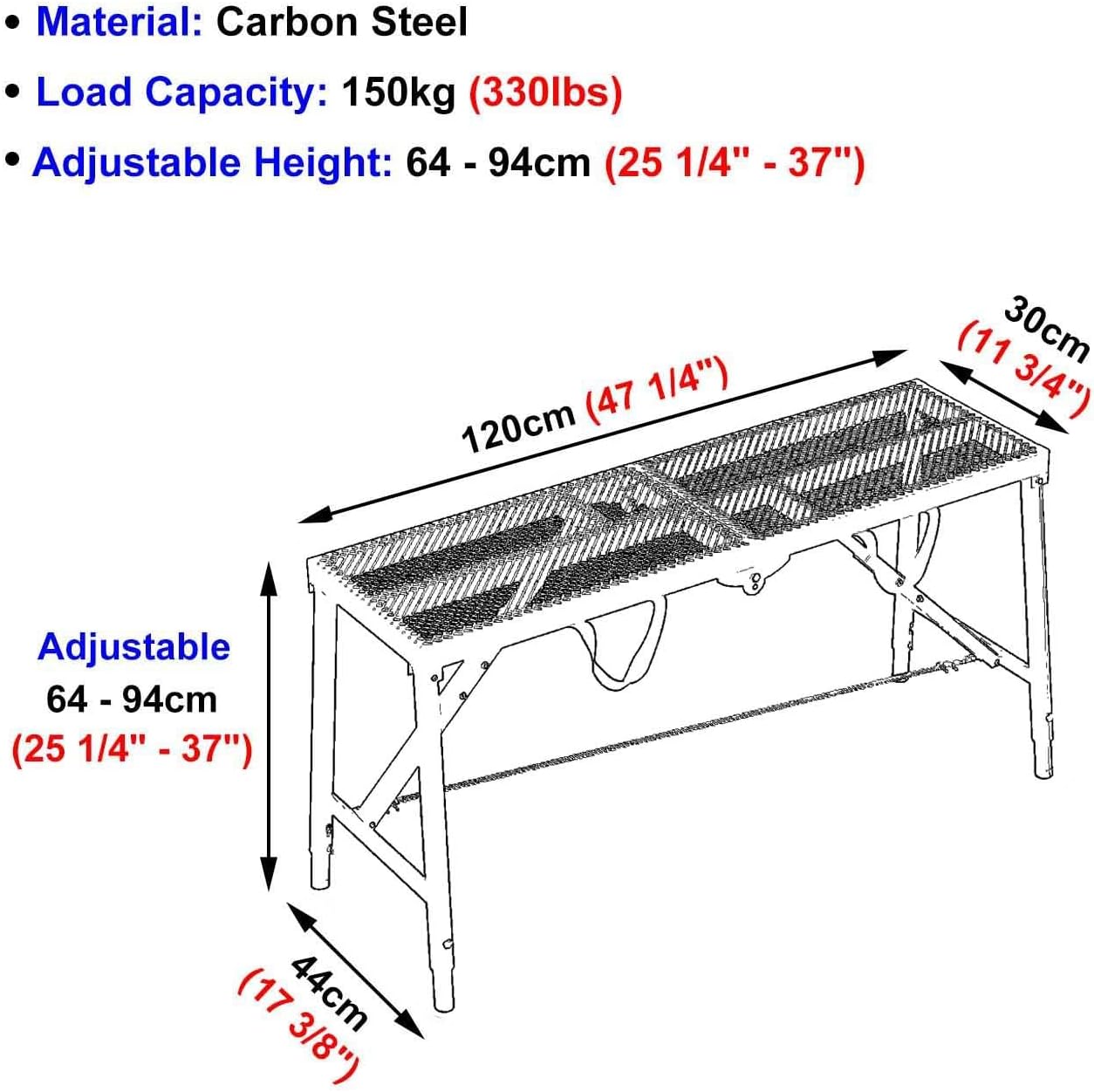Work Platform Metal Scaffolding Platform Foldable, Non-Slip Work Platform Ladder, Indoor Outdoor Work Bench for Stair Step, Painters Scaffold Stool for Painting(Yellow,