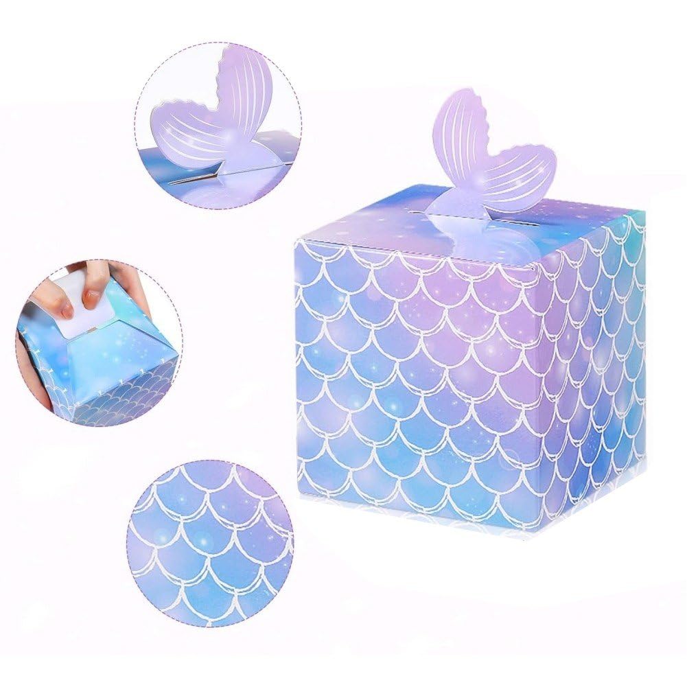 Zghhc Pudełka na cukierki syrenki, 20 sztuk, papierowe pudełka na prezenty, małe pudełka na cukierki, przekąski, na ślub, urodziny, baby shower, przyjęcie
