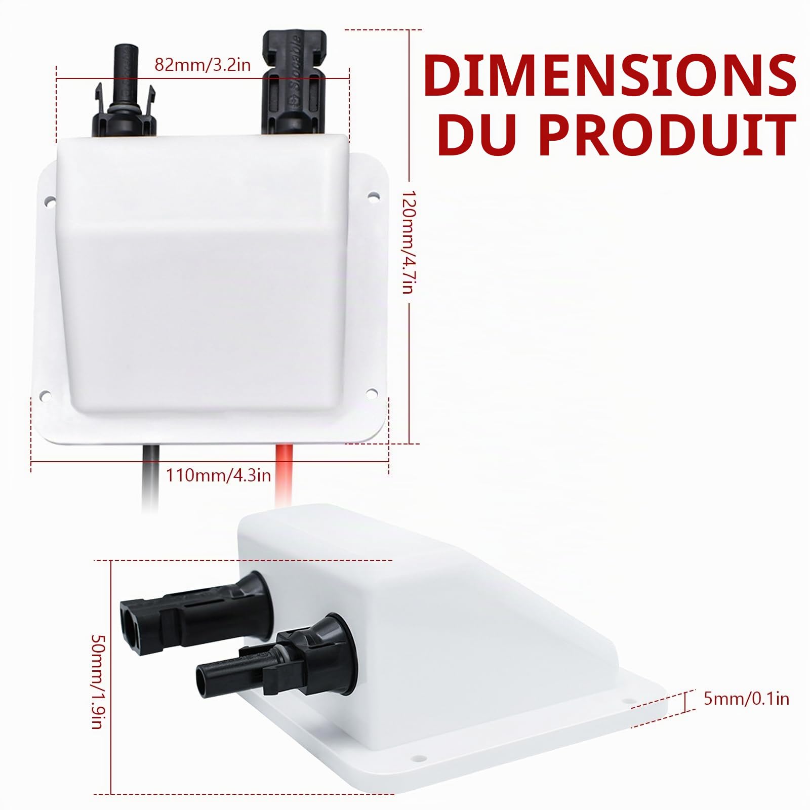 Double Passe-Câble Solaire ABS, Passe-Toit Solaire, Passe-câble étanche Avec Prise de Câble D'extension Solaire de 300 cm et Prise, Pour Camping-car, Bateau, Caravane, Marine