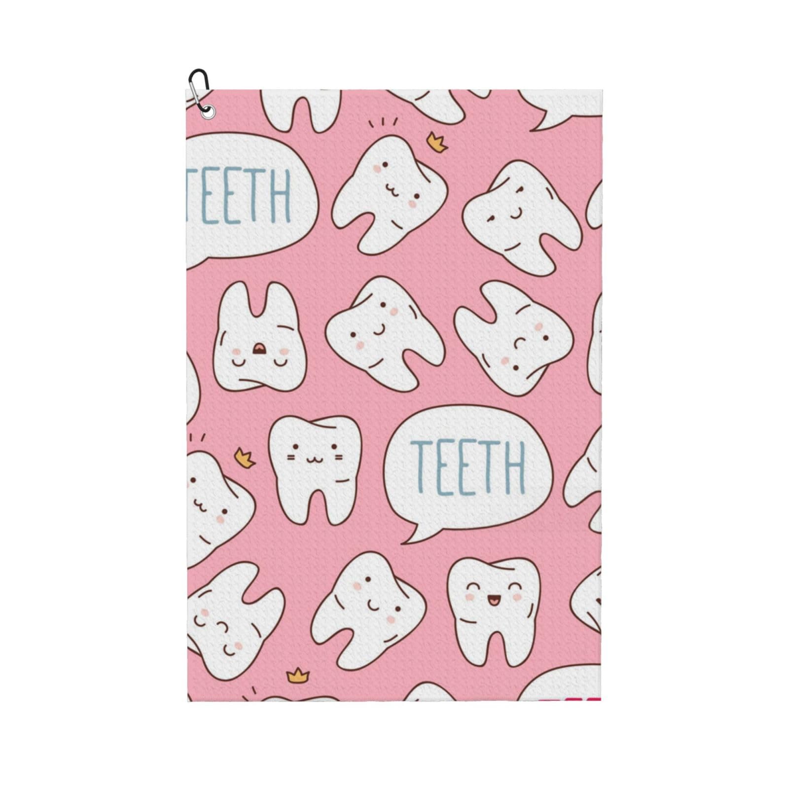Hnnkloy Kawaii Dentist Teeth, 16x24 in Portable Waffle Golf Towels with Carabiner Clip for Golf Bag