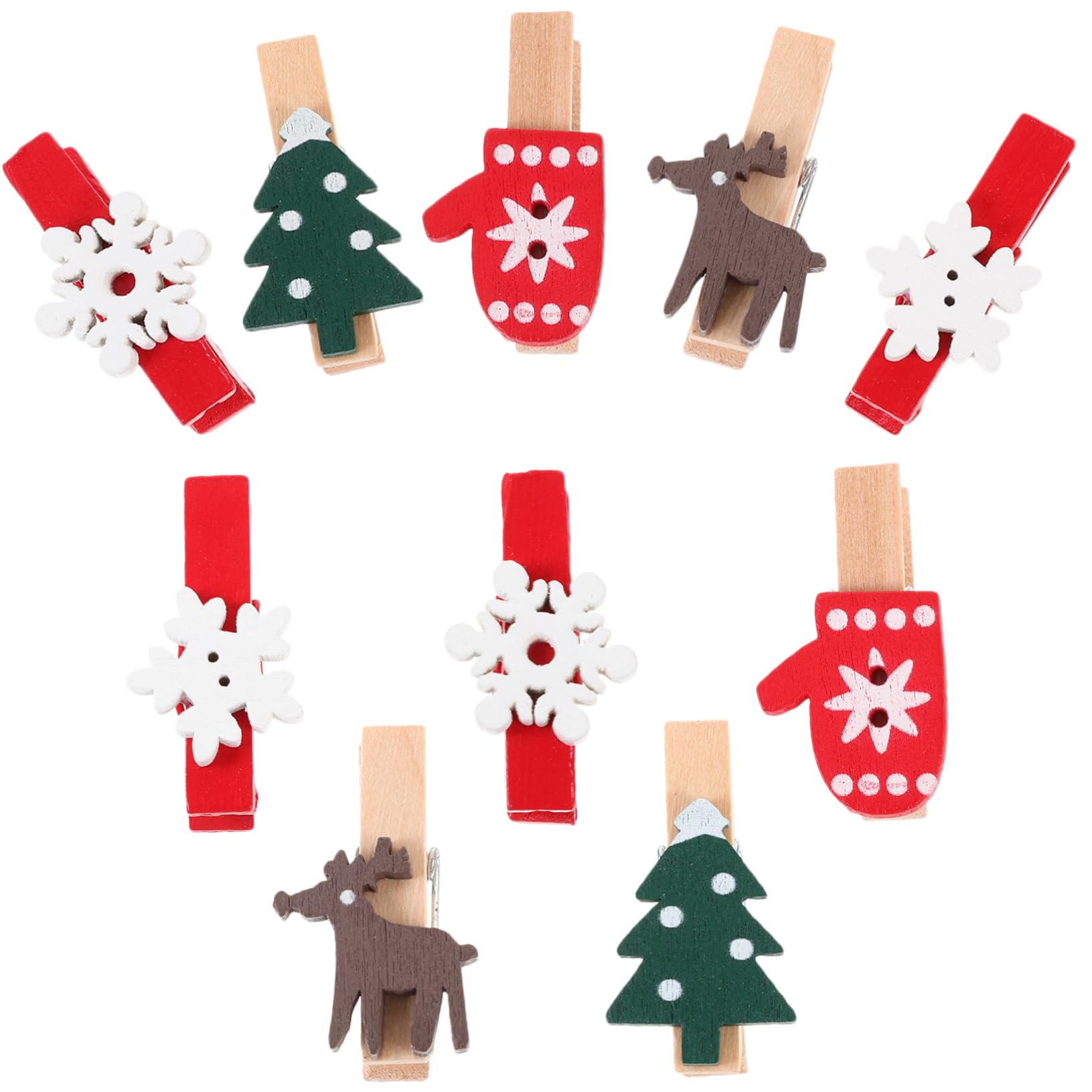 ABOOFAN 500 STK Cartoon-Fotoclips weihnachtliche dekorative Clips kleine Fotoklammern weihnachtsbasteln Weihnachts basteln weihnachtliche Holzpflöcke Weihnachtswäscheklammern Eisen