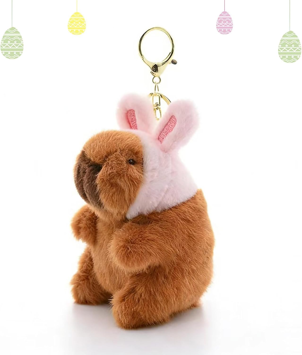 Easter Bunny Plush Capybara Keychain,5.5 Inch Bunny Plush Keychain Easter Decoration for Backpack/Car/Handbag, Mini Capibaras Key Chains Easter Party Home Tree Decor & Holiday Gift