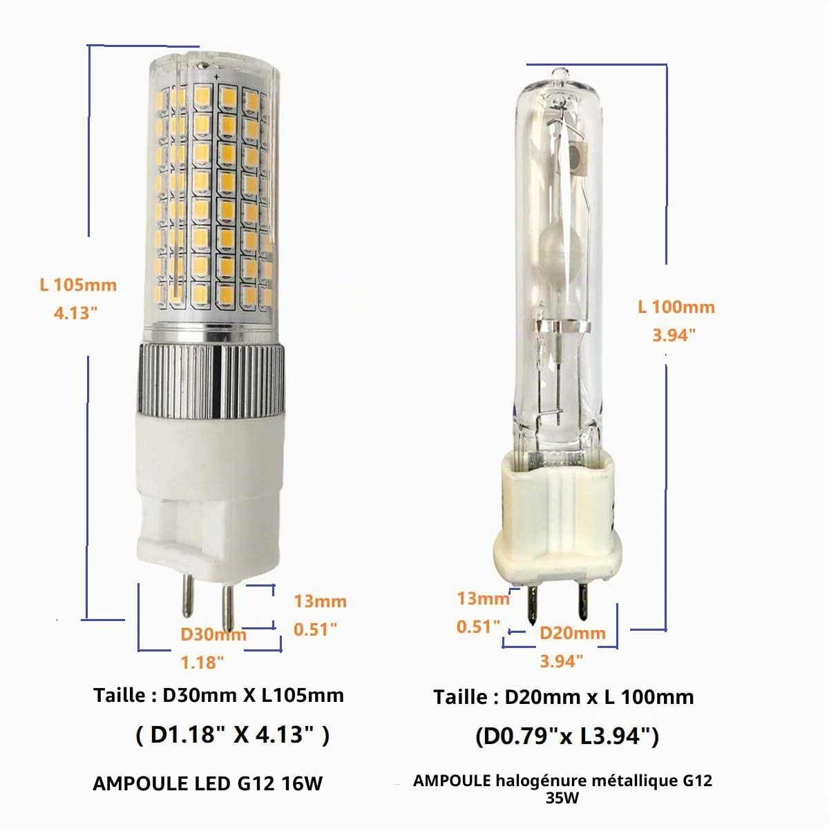 QLEE G12 Ampoule Led 16w Céramique Maïs Light Led G12 Base T6 4000k Blanc Naturel équivalent 200w Lampe 2 Pin Ceilling Light Downlight Office Building Light 4 Pack