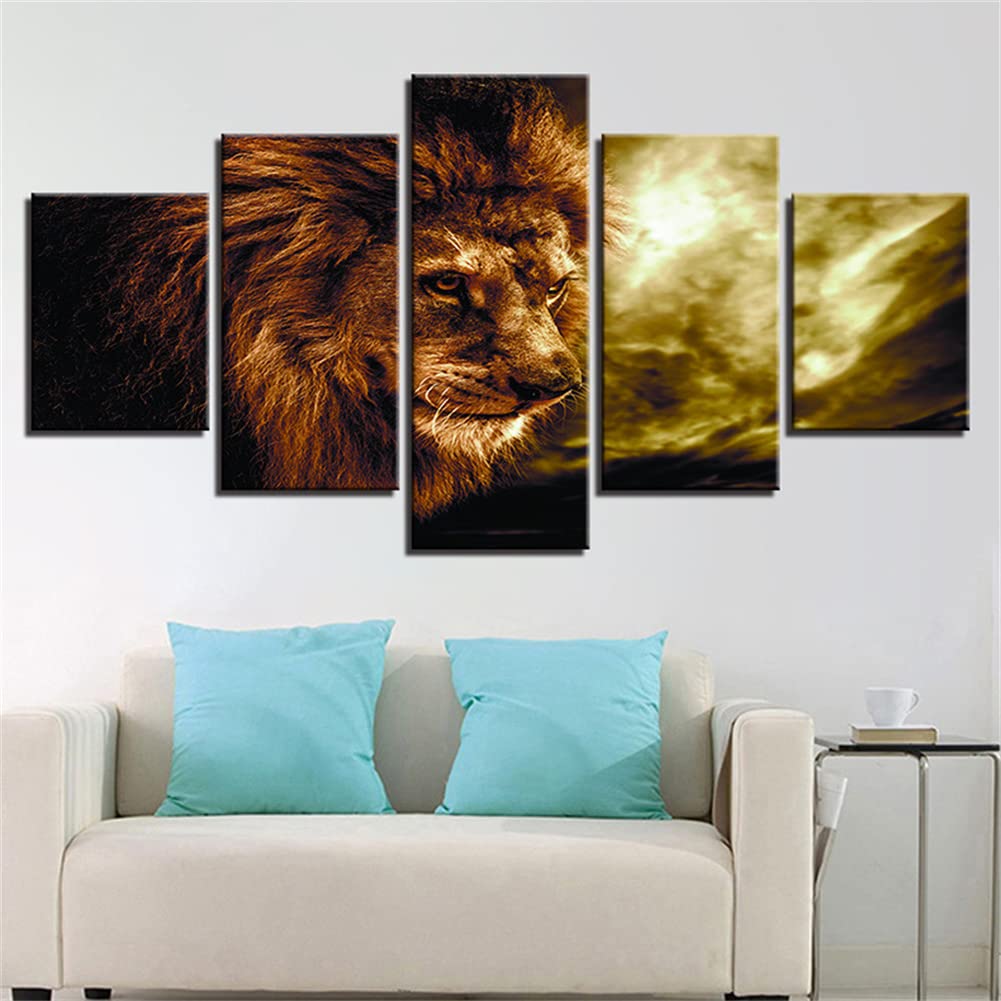 Peinture diamant lion broderie d'art pour une ambiance chaleureuse