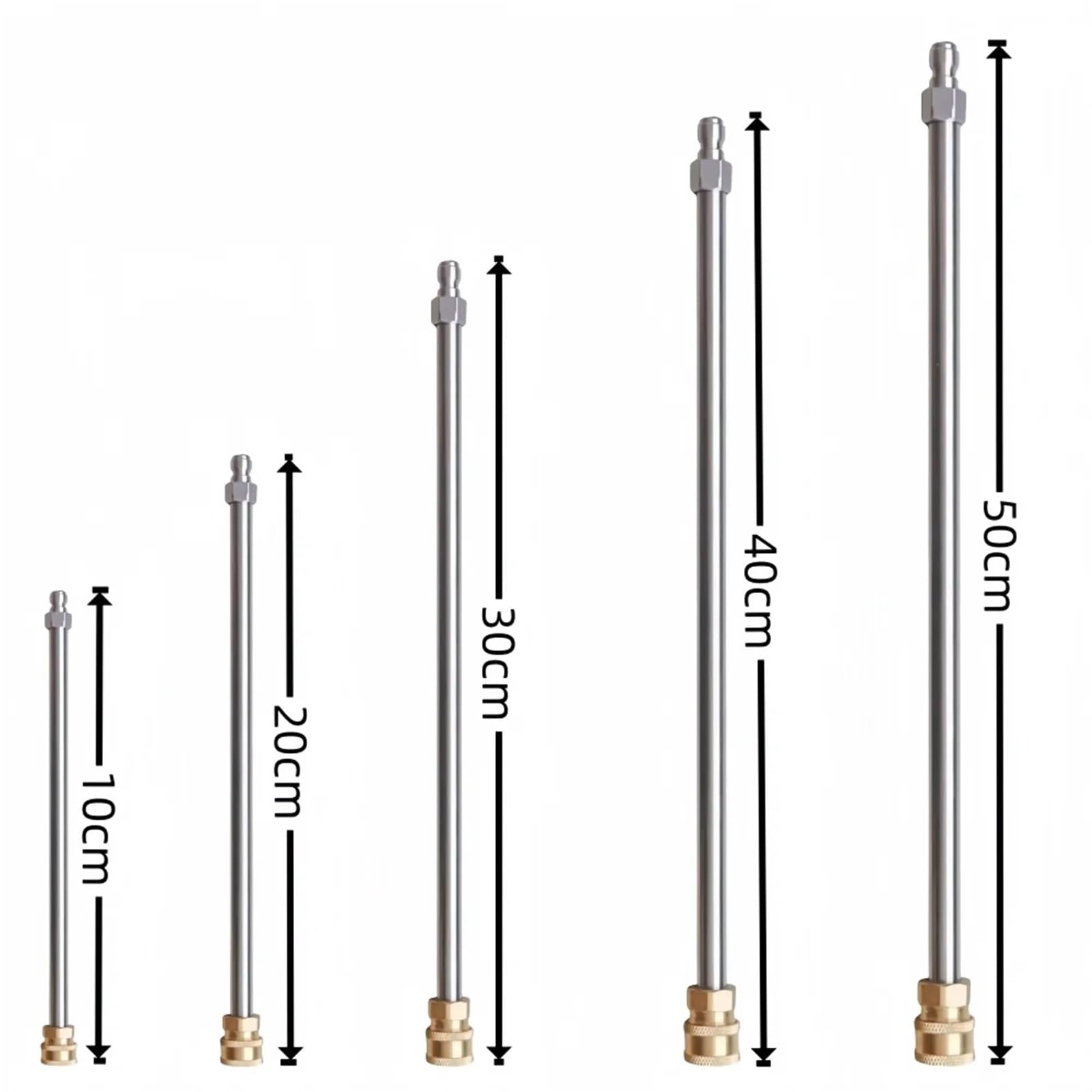 Lance de Nettoyage Allongée Rallonge de tuyau d'arrosage for nettoyeur haute pression, 10 à 50 cm, 1/4", connexion rapide, buse nettoyage eau(40cm,Color 2)