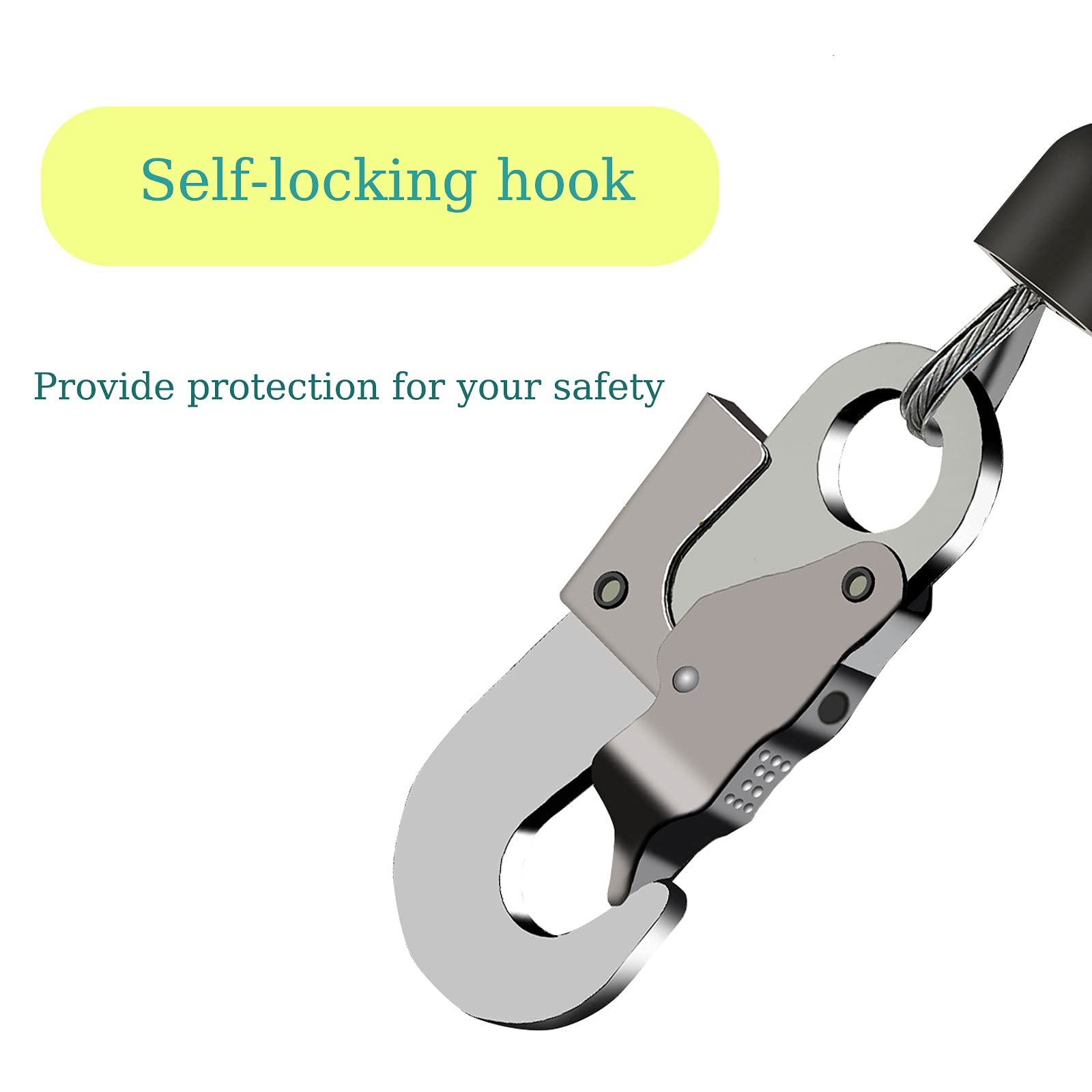 Antichute à Rappel Automatique Rétractable Sangle Lifeline avec Crochet Autobloquant, Harnais Securite Anti-Chute Rétractable pour Toiture Travaux Aériens de Protection Individuelle, Charge: 150kg