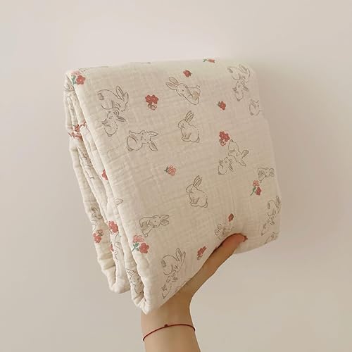Vista 23 de BuLuTu Mantas de muselina para bebés, niños y niñas, 100% algodón, manta reversible para bebé, manta para cuna, suave, transpirable