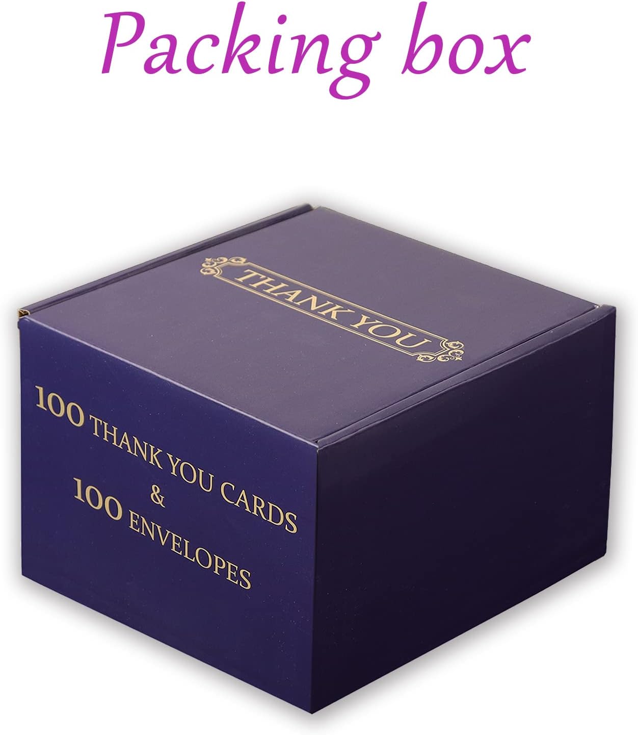 100 Pack Blue Thank You Cards & 100 Pack White Envelopes 4.25 x 6.25 inches Elegant Fold Over Greetings Blank Inside, Handwritten Style For Business Graduation Baby Shower & Wedding - Image 6