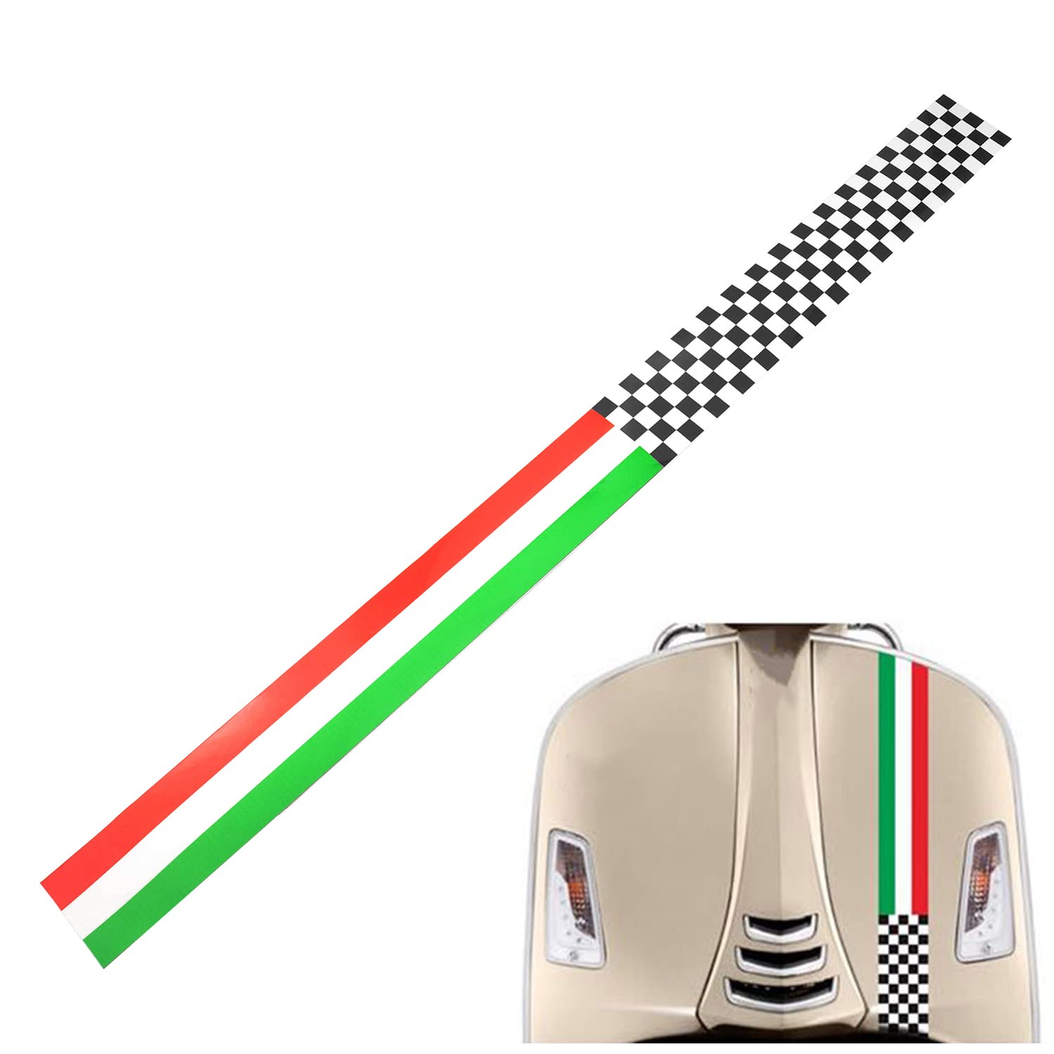 HeinmoMotorcycle Front Frame Case Decoration Decal Sticker for LXV LX GTV GTS Sprint Primavera 50 125 150 200 250 300 300ie Super Sport Frame Reflective Sticker (Italy Grid)