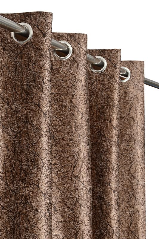NEXORA Elegent Premium Design Luxury Window & Door Drapes for Bedroom, Hall & Living Room Polyester Curtains Set of 2||Coffee-7 Feet-image-4