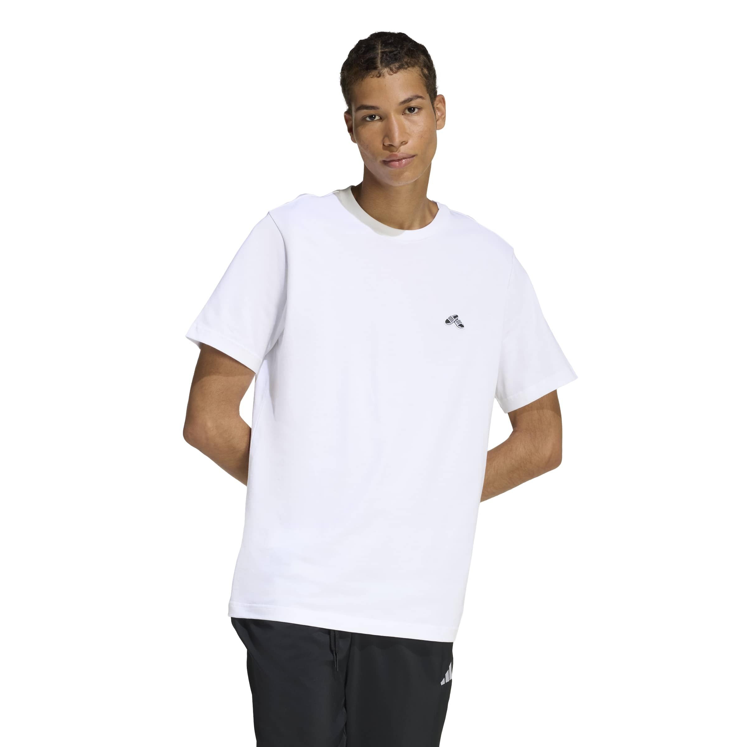 adidas Men's Summer Slide Trim Graphic Shirt, White, XXL