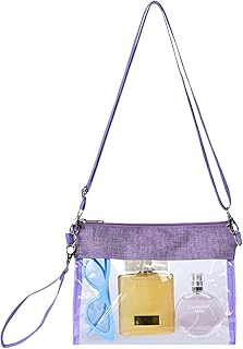 USPECLARE Clear Crossbody Purse Bag Stadium Approved Clear Tote Bag for Work Concert Sports (Purple)