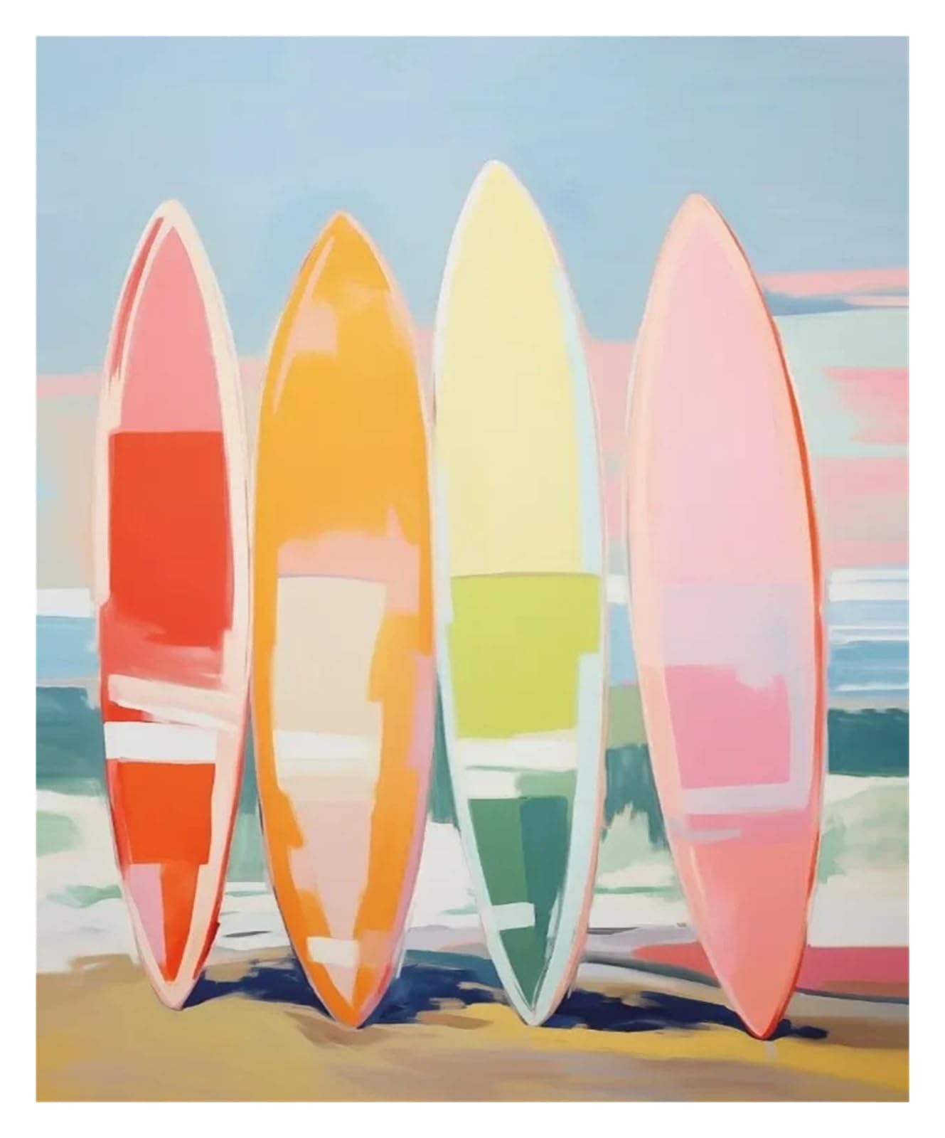 XENITE Wall Art Canvas Prints Colorful Surfboards Trendy Posters And Prints Canvas Printing Modern Coastal Wall Art Picture For Beach House Home Decor(E,30x40cm)