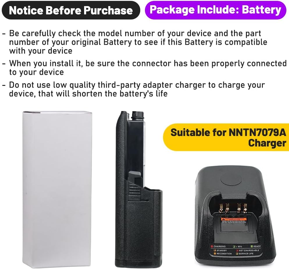 2-Pack 5100mAh NTN7034 Replacement Li-ion Battery Compatible for SRX2200 APX6000 APX7000 APX8000 APX6000XE APX7000XE APX8000XE Radios Bulk Radio Accessories Rechargeable Battery Pack