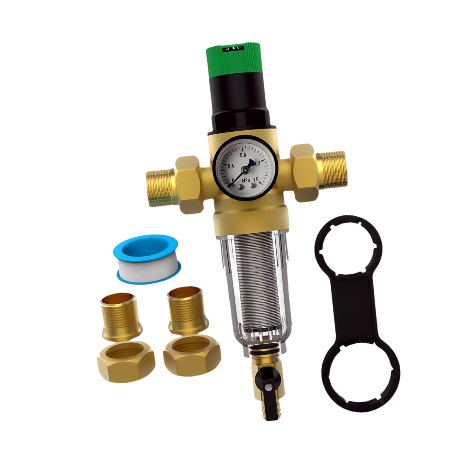 Regolatore di Pressione Dell'acqua con Filtro E Manometro, Riduttore di Pressione Dell'acqua per Irrigazione, 1inch 3 to 4