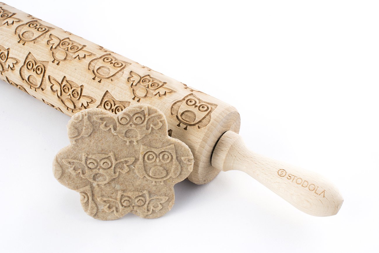 grabado rodillo con búhos patrón – para en relieve Cookies 16.9-inch