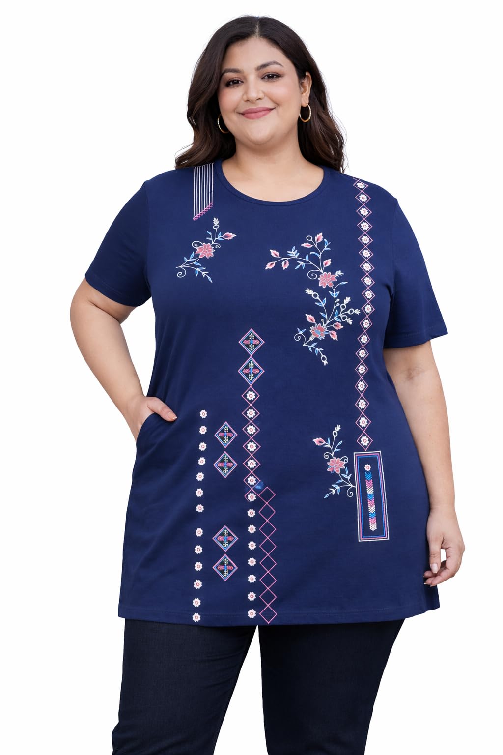 in love Women's Cotton Plus Size Printed Kurti Half Sleeves with Pockets-picture-53