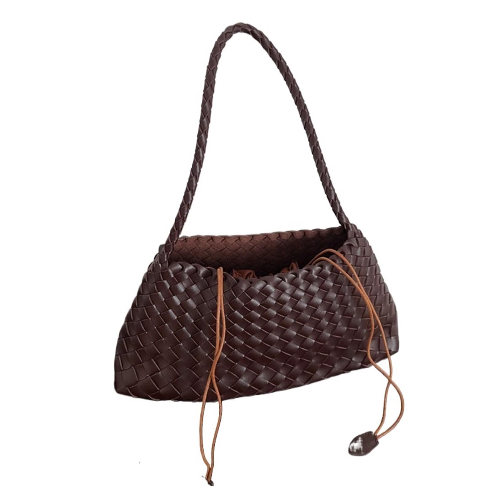 Amengj Women's Color 3 Woven Leather Bag Pu Hand-Woven Bag, Vegetable Basket Bucket Bags, Vacation Handbag Shoulder Bags(Color 3)