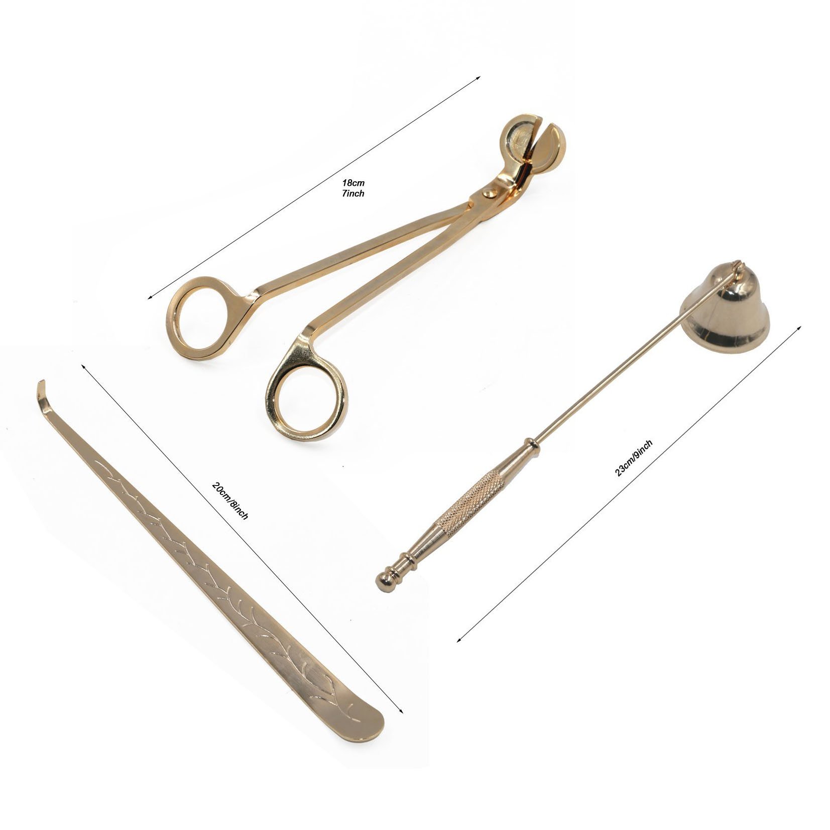 Kit de 3 pcs Outils de Bougie, Outil de Bougie en Acier Inoxydable, Bougie Mèche Tondeuse et Cuillère à Mèche et Eteignoirs à Bougie