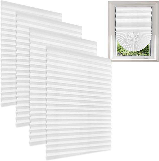 4 Pack Temporary Blackout Blinds Non-woven Self-adhesive No Drilling Stick On Black Out Cut to Size Adjustable Clip On Blinds for Bedroom Kitchen Bathroom Windows Doors