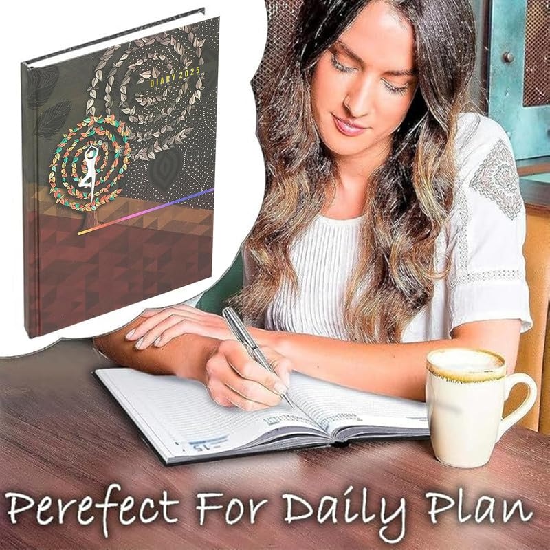 Image of TULMAN 1 Pack A5 Hard Bound 2025 Journal Diary - Yoga Motivational Planner & Creative Writing Perfect for Students, Professionals & Gift Giving (23 x 17.6 x 1.7) CM